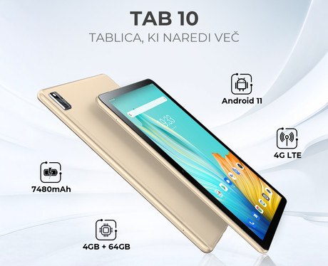 EOL - BlackView TAB 10 tablični računalnik 10.1", 4G LTE, 4GB + 64GB, IPS FHD+ 1920x1200, Android 11, GPS, 13MP/5MP, priložen ovitek, zlata (gold)