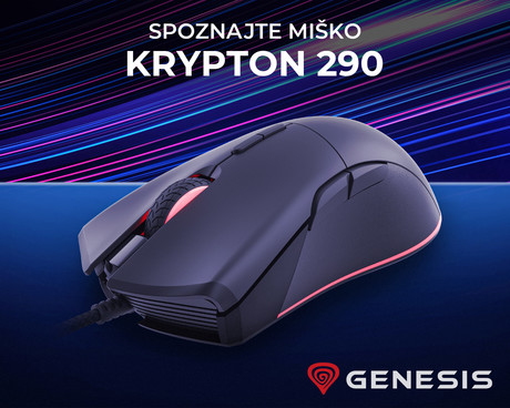 GENESIS Krypton 290, gaming optična miška, RGB osvetlitev, 7 prog. tipk, 6.400dpi, spomin, aplikacija, črna