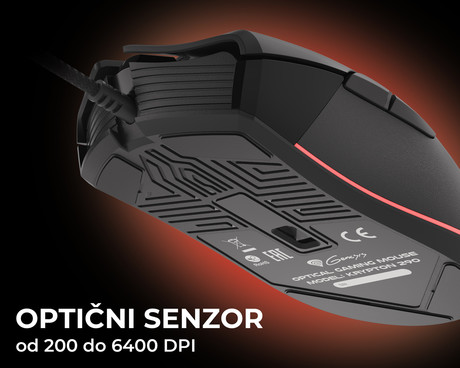 GENESIS Krypton 290, gaming optična miška, RGB osvetlitev, 7 prog. tipk, 6.400dpi, spomin, aplikacija, črna