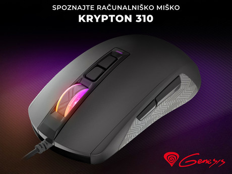GENESIS Krypton 310, gaming optična miška, RGB LED osvetlitev, 4000dpi, 7 tipk, vgrajen spomin, programska oprema