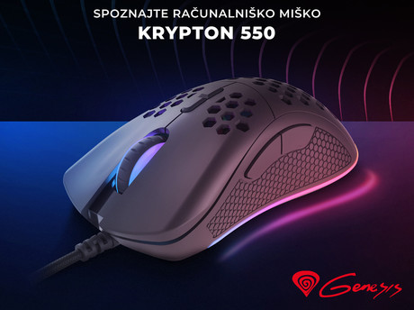 GENESIS Krypton 550, profi gaming optična miška, RGB osvetlitev, 7 prog. tipk, 8.000dpi, spomin, aplikacija, črna