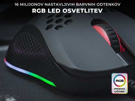 GENESIS Krypton 550, profi gaming optična miška, RGB osvetlitev, 7 prog. tipk, 8.000dpi, spomin, aplikacija, črna
