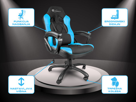 EOL - GENESIS gaming stol NITRO 330, ergonomski, črn/moder