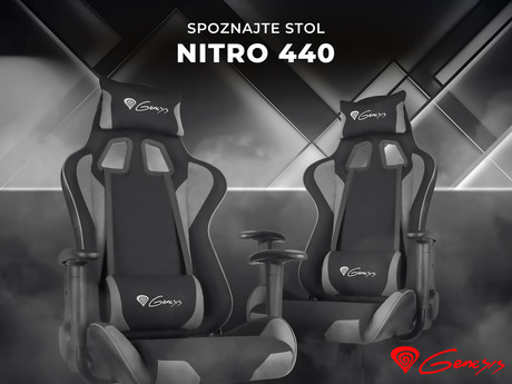 EOL - GENESIS gaming stol NITRO 440, ergonomski, nastavljiv, črno siv