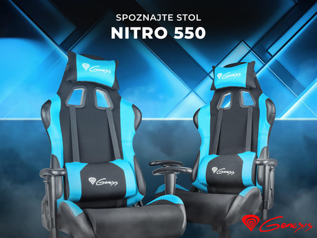 EOL - GENESIS gaming stol NITRO 550, ergonomski, nastavljiv naslon, črn/moder