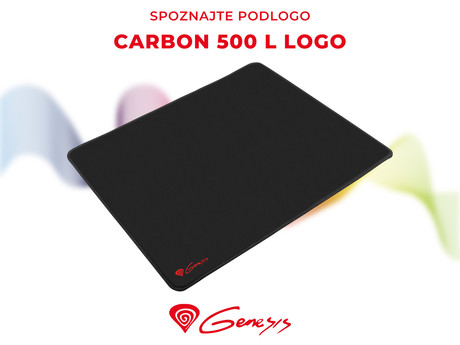 GENESIS Gaming podloga CARBON 500 L LOGO, vodoodporna, zaščiteni robovi, 400x330mm, črna