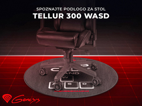 EOL - GENESIS Tellur 300 POWER podloga za gaming ali navaden stol, protidrsna, premer 100cm