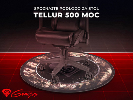 EOL - GENESIS Tellur 500 MASTER podloga za gaming ali navaden stol, protidrsna, premer 110cm