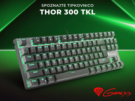 EOL - GENESIS THOR 300 TKL Blue Switches, gaming mehanska tipkovnica, zelena osvetlitev, multimedijska, Anti-Ghosting, Alu