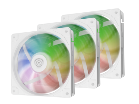 GENESIS OXAL 120 ARGB 3-PACK ventilatorji za računalnik / ohišje, univerzalni, 120mm velikost, do 1450 RPM, ultra tiho delovanje, blazinice proti vibracijam, ARGB LED osvetlitev, 3-PIN konektor, bel