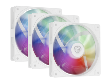 GENESIS OXAL 120 ARGB 3-PACK ventilatorji za računalnik / ohišje, univerzalni, 120mm velikost, do 1450 RPM, ultra tiho delovanje, blazinice proti vibracijam, ARGB LED osvetlitev, 3-PIN konektor, bel