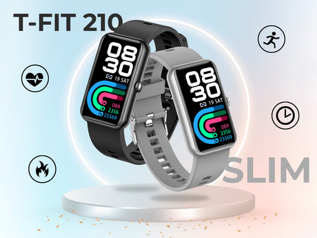 EOL - TREVI Športna ura / zapestnica T-FIT 210 SLIM, Bluetooth, 1.45'' zaslon na dotik, srčni utrip, pritisk, kisik, 25 športov, klici / SMS-i / socialna omrežja, črna
