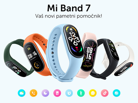 EOL - Športna pametna zapestnica XIAOMI MI BAND 7, Bluetooth 5.2, 1.62" barvni AMOLED zaslon, Android + iOS, vodoodporna 5ATM, brezplačna aplikacija, črna