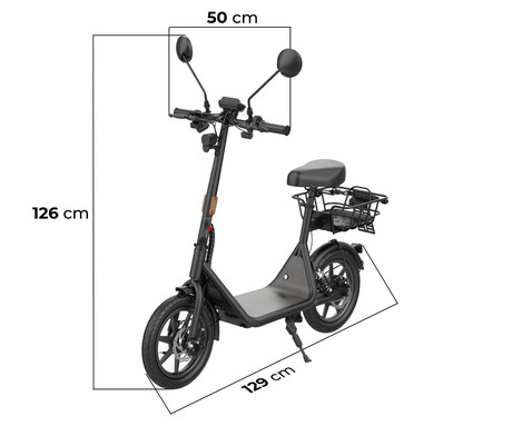 QUBO BEST 14" električni skiro, 14" gume, 500W motor, 35km doseg, 48V 10.5Ah 504Wh baterija, vzmetenje, LCD zaslon, LED osvetlitev, ogledala, košara, nosilec, disk zavore, aplikacija, črno oranžen