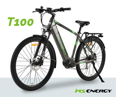 MS ENERGY T100 električno kolo, trekking / cestno / mestno, 29" pnevmatike, 250W 80Nm motor, 540Wh 36V 15Ah baterija, 21" L okvir, SHIMANO oprema, do 130 km, TEKTRO disk zavore, vzmetenje, LCD zaslon