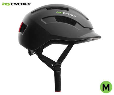 MS ENERGY MSH-300 pametna čelada, M velikost, za kolo, nastavljiva velikost 55-58cm, LED osvetlitev, vizir / senčnik, prezračevalni sistem, držalo za trak, trpežni materiali, ultra lahka teža, črna
