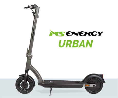 MS ENERGY URBAN 500 električni skiro, 10" gume, 500W motor, 50km doseg, 36V 13Ah baterija, vzmetenje, sistem EBS, Smart BMS, LCD zaslon, LED osvetlitev, aplikacija, srebrn (Titanium Steel)
