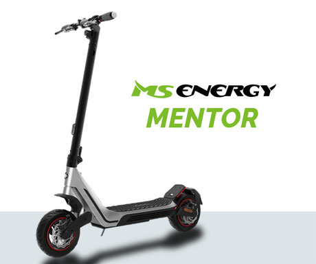MS ENERGY MENTOR električni skiro, 10" gume, 500W motor, 70km doseg, 48V 15Ah baterija, vzmetenje, Smart BMS, LCD zaslon, LED osvetlitev, aplikacija, srebrno črn (Titanium Steel)