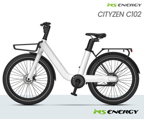 MS ENERGY CITYZEN c102 električno kolo, cestno / mestno, 24 x 3", 250W motor, 36V 9.6Ah 345Wh baterija, do 70km, mehanske disk zavore, vzmetne vilice, LED zaslon, belo