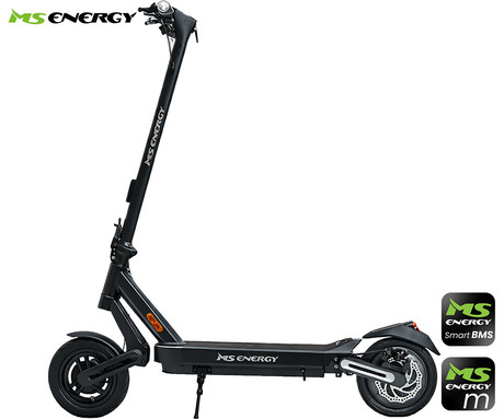 MS ENERGY MENTOR 500 električni skiro, 10" gume, 500W motor, 35km doseg, 374Wh 36V 10.4Ah baterija, dvojno C-vzmetenje, EBS sistem, Smart BMS, LCD zaslon, LED osvetlitev, aplikacija, črn