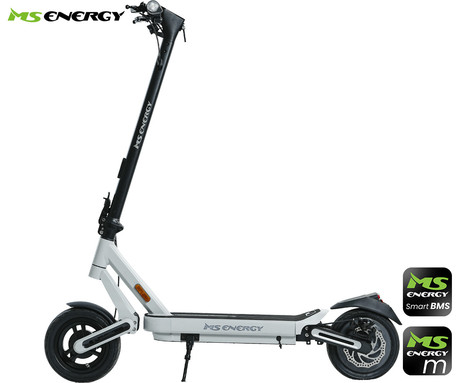 MS ENERGY MENTOR 500 električni skiro, 10" gume, 500W motor, 35km doseg, 374Wh 36V 10.4Ah baterija, dvojno C-vzmetenje, EBS sistem, Smart BMS, LCD zaslon, LED osvetlitev, aplikacija, črno bel