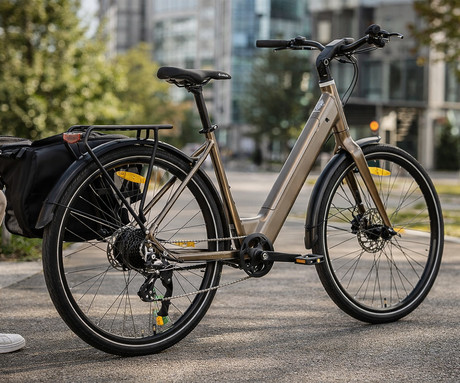 MS ENERGY ZORYA električno kolo, cestno / mestno, 27.5" pnevmatike, 250W ANANDA motor, 360Wh 36V 10Ah baterija, do 70km, 8-speed SHIMANO Altus, TEKTRO disk zavore, LCD zaslon, bronasto (Bronze)