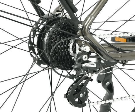 MS ENERGY ZORYA električno kolo, cestno / mestno, 27.5" pnevmatike, 250W ANANDA motor, 360Wh 36V 10Ah baterija, do 70km, 8-speed SHIMANO Altus, TEKTRO disk zavore, LCD zaslon, bronasto (Bronze)