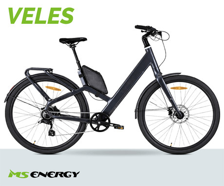 MS ENERGY VELES električno kolo, cestno / mestno, 28" pnevmatike, 250W ANANDA motor, 360Wh 36V 10Ah baterija, do 70km, 8-speed SHIMANO Altus, TEKTRO disk zavore, LCD zaslon, črno (Light Black)