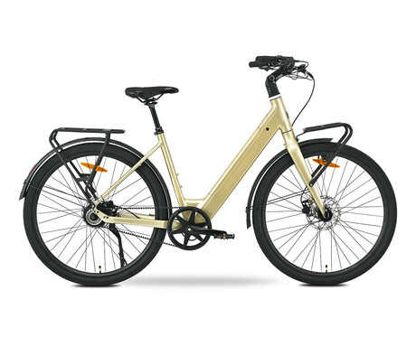 MS ENERGY ZORYA PLUS električno kolo, cestno / mestno, 28" pnevmatike, 250W ANANDA motor, 360Wh 36V 10Ah baterija, do 70km, Carbon Gates jermen, TEKTRO disk zavore, LCD zaslon, zlato (Silver Gold)