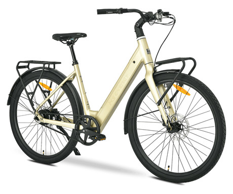 MS ENERGY ZORYA PLUS električno kolo, cestno / mestno, 28" pnevmatike, 250W ANANDA motor, 360Wh 36V 10Ah baterija, do 70km, Carbon Gates jermen, TEKTRO disk zavore, LCD zaslon, zlato (Silver Gold)