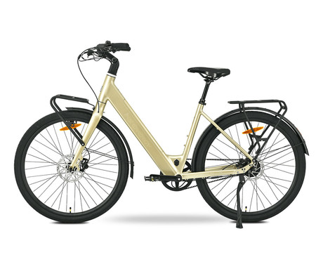 MS ENERGY ZORYA PLUS električno kolo, cestno / mestno, 28" pnevmatike, 250W ANANDA motor, 360Wh 36V 10Ah baterija, do 70km, Carbon Gates jermen, TEKTRO disk zavore, LCD zaslon, zlato (Silver Gold)