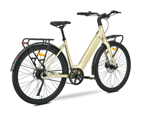 MS ENERGY ZORYA PLUS električno kolo, cestno / mestno, 28" pnevmatike, 250W ANANDA motor, 360Wh 36V 10Ah baterija, do 70km, Carbon Gates jermen, TEKTRO disk zavore, LCD zaslon, zlato (Silver Gold)