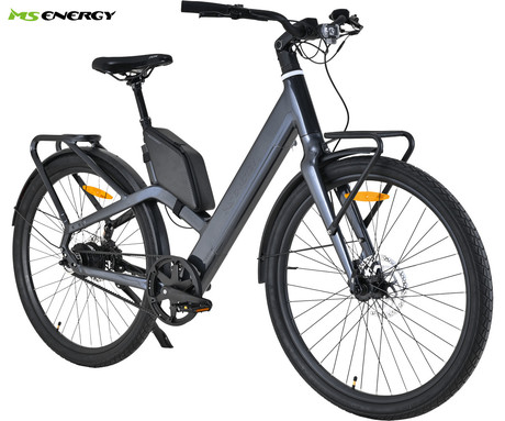 MS ENERGY VELES PLUS električno kolo, cestno / mestno, 28" pnevmatike, 250W ANANDA motor, 360Wh 36V 10Ah baterija, do 70km, Carbon Gates jermen, TEKTRO disk zavore, LCD zaslon, črno (Night Black)
