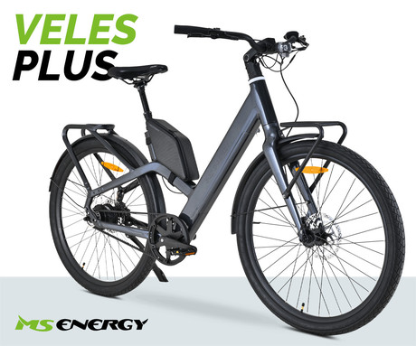 MS ENERGY VELES PLUS električno kolo, cestno / mestno, 28" pnevmatike, 250W ANANDA motor, 360Wh 36V 10Ah baterija, do 70km, Carbon Gates jermen, TEKTRO disk zavore, LCD zaslon, črno (Night Black)