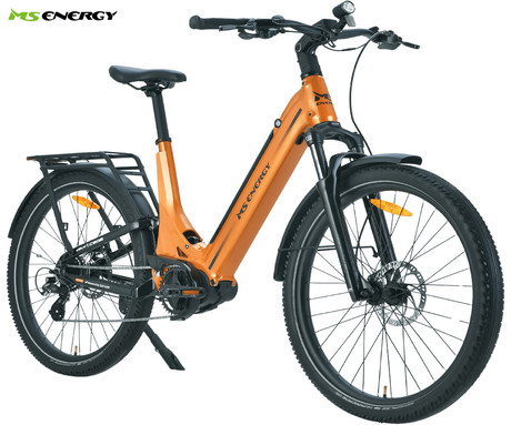 MS ENERGY MOKOSHA električno kolo, SUV / trekking / cestno / mestno, 27.5" pnevmatike, 250W 70Nm ANANDA motor, 576Wh 48V 12Ah baterija, do 120km, SHIMANO Altus, TEKTRO disk zavore, LCD zaslon, oranžno