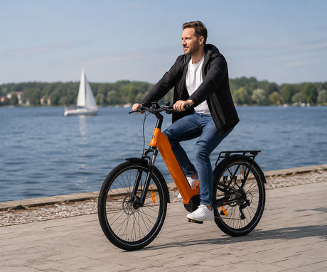 MS ENERGY MOKOSHA električno kolo, SUV / trekking / cestno / mestno, 27.5" pnevmatike, 250W 70Nm ANANDA motor, 576Wh 48V 12Ah baterija, do 120km, SHIMANO Altus, TEKTRO disk zavore, LCD zaslon, oranžno