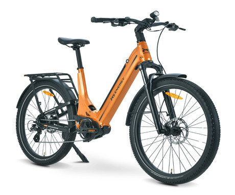 MS ENERGY MOKOSHA električno kolo, SUV / trekking / cestno / mestno, 27.5" pnevmatike, 250W 70Nm ANANDA motor, 576Wh 48V 12Ah baterija, do 120km, SHIMANO Altus, TEKTRO disk zavore, LCD zaslon, oranžno