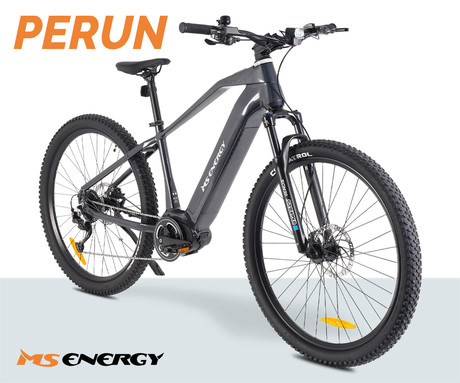 MS ENERGY PERUN električno kolo, MTB / gorsko, 29" pnevmatike, 250W 70Nm ANANDA motor, 720Wh 48V 15Ah baterija, do 135km, SHIMANO Alivio 9-speed, TEKTRO disk zavore, LCD zaslon, črno (Night Black)