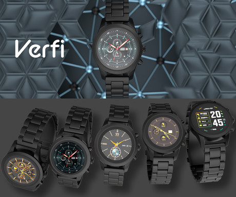 FOREVER Verfi SW-800 pametna ura, 1.3" AMOLED zaslon, Bluetooth, Android + iOS, baterija, aplikacija, IP68, merjenje aktivnosti, analiza spanca, temperatura, športni načini, črna (Carbon Black)