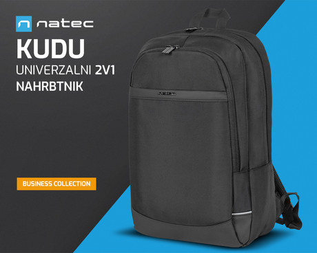Natec KUDU univerzalni 2v1 nahrbtnik, za prenosnike do 15.6", 19L, potovalni / poslovni, nastavljiv, trpežen, 8 žepov, prilagodljiv, vodoodporen, Trolley sistem, črn Natec KUDU univerzalni 2v1 nahrbtnik, za prenosnike do 15.6", 19L, potovalni / poslovni, nastavljiv, trpežen, 8 žepov, prilagodljiv, vodoodporen, Trolley sistem, črn