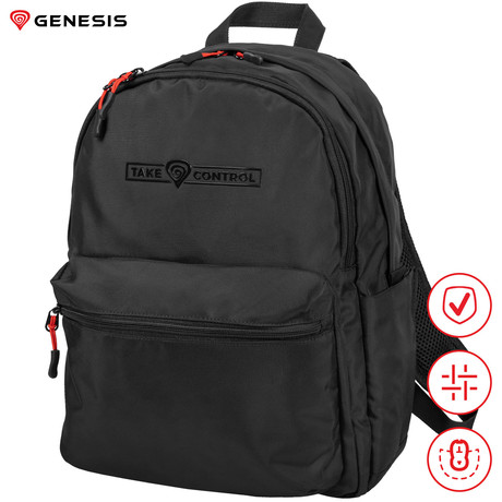 GENESIS PALLAD 200 univerzalni 2v1 nahrbtnik, za prenosnike do 14.1", 19L, potovalni / gaming, nastavljiv, trpežen, 6 žepov, prilagodljiv, odporen, črn