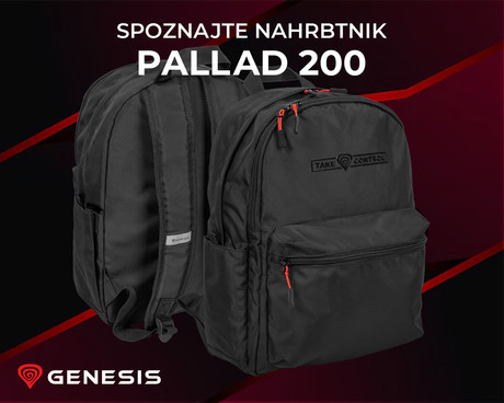 GENESIS PALLAD 200 univerzalni 2v1 nahrbtnik, za prenosnike do 14.1", 19L, potovalni / gaming, nastavljiv, trpežen, 6 žepov, prilagodljiv, odporen, črn