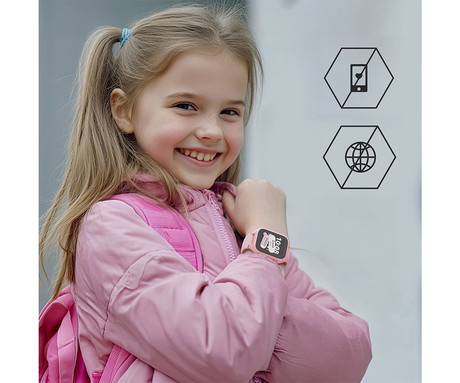 MANTA STELIO JUNIOR 4G otroška pametna ura, 4G LTE, SIM, roza (Powder Pink)