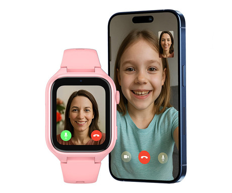 MANTA STELIO JUNIOR 4G otroška pametna ura, 4G LTE, SIM, roza (Powder Pink)