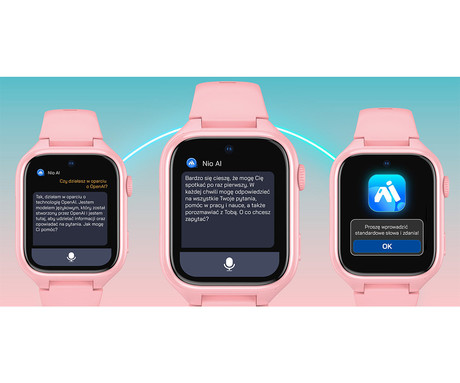 MANTA STELIO JUNIOR PRO AI 4G otroška pametna ura, OpenAI, 4G LTE, SIM, roza (Powder Pink)