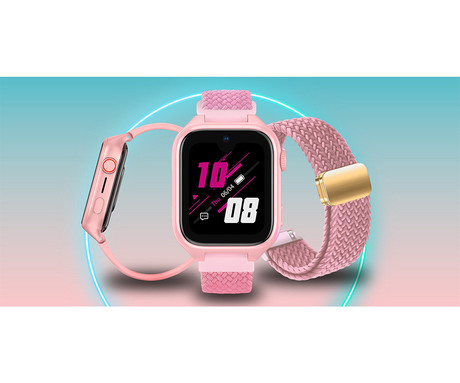 MANTA STELIO JUNIOR PRO AI 4G otroška pametna ura, OpenAI, 4G LTE, SIM, roza (Powder Pink)