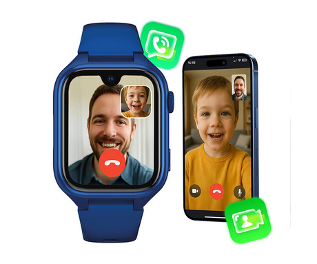 MANTA STELIO JUNIOR PRO AI 4G otroška pametna ura, OpenAI, 4G LTE, 1.78" zaslon, SIM, GPS+WiFi, hitra in varna komunikacija, trpežen zaslon, SOS, 700 mAh, IP67, modra (Navy Blue)