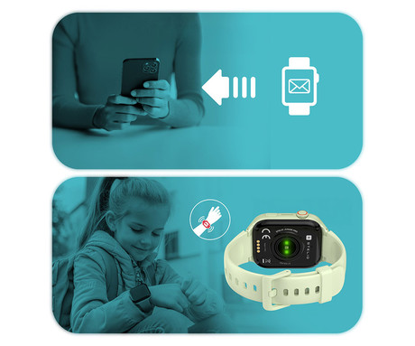 MANTA STELIO JUNIOR PRO AI 4G otroška pametna ura, OpenAI, 4G LTE, 1.78" zaslon, SIM, GPS+WiFi, hitra in varna komunikacija, trpežen zaslon, SOS, 700 mAh, IP67 zelena (Pistacchio Green)