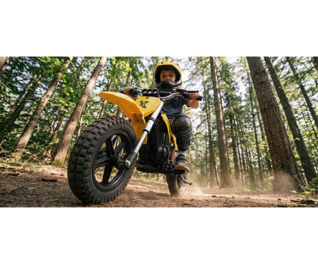 MANTA XRIDER CROSS 12 PRO otroški električni motor, 12" gume, 300W motor, 15km doseg, 144Wh 36V 4Ah baterija, vzmetenje, disk zavora, LCD zaslon, RGB LED osvetlitev, črno-rumen (Volt Yellow)
