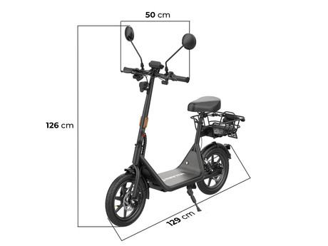 MANTA MES1402J FLINSTONE 14" električni skiro, 14" gume, 500W motor, 40km doseg, 48V 13.5Ah baterija, vzmetenje, LCD zaslon, LED osvetlitev, ogledala, košara, nosilec, disk zavore, aplikacija, črn